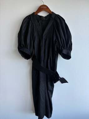 Boudicca Black Wool Midi Dress with Belt Women’s Size 10 NWT